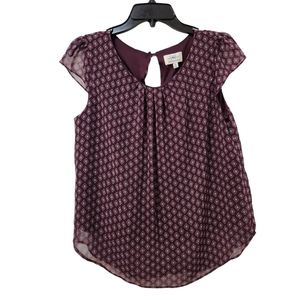 Maroon Print Twine & String Blouse Size M